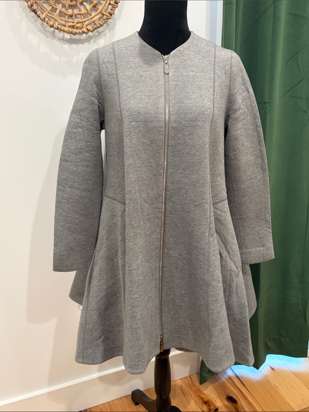 Dior Classic Grey Zip-Front Women's Swing Coat/Dress